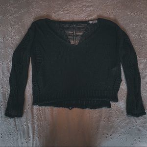 Distressed Goth Black Sweater